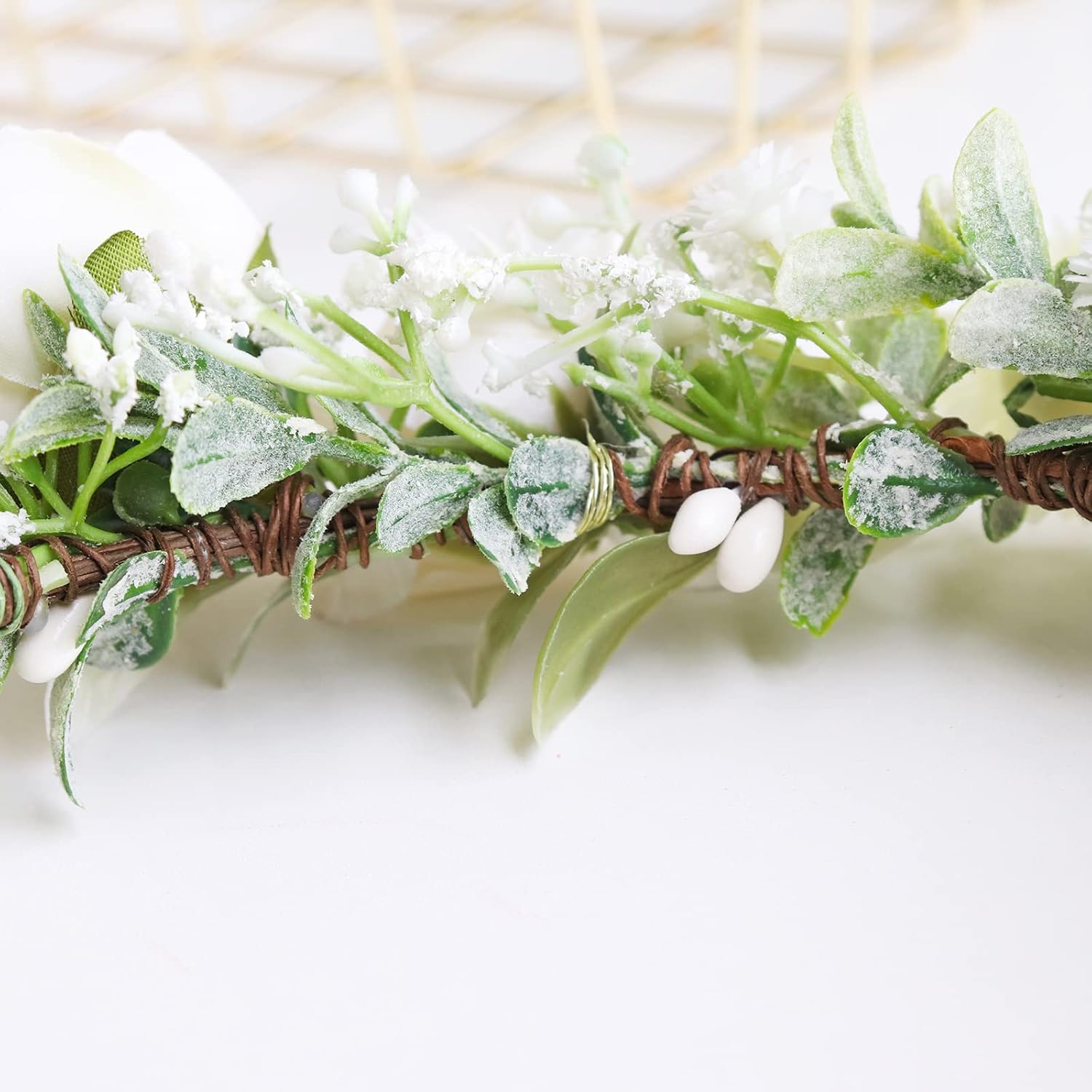 Vivivalue Fairy Flower Crown White Floral Headband Elf Headpiece for Women Princess Wedding Bridal Shower Cosplay Renaissance Photo Prop - Image 6