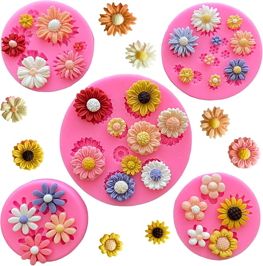 8-Pack Silicone Flower Molds - For Chocolate, Fondant, Clay, Soap, Resin & Baking Decor