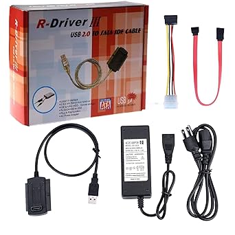 MICROWARE SATA/PATA/IDE Drive to USB 2.0 Adapter Converter Cable for 2.5''/3.5'' Hard Drive Disk HDD with External AC Power Adapter,Black