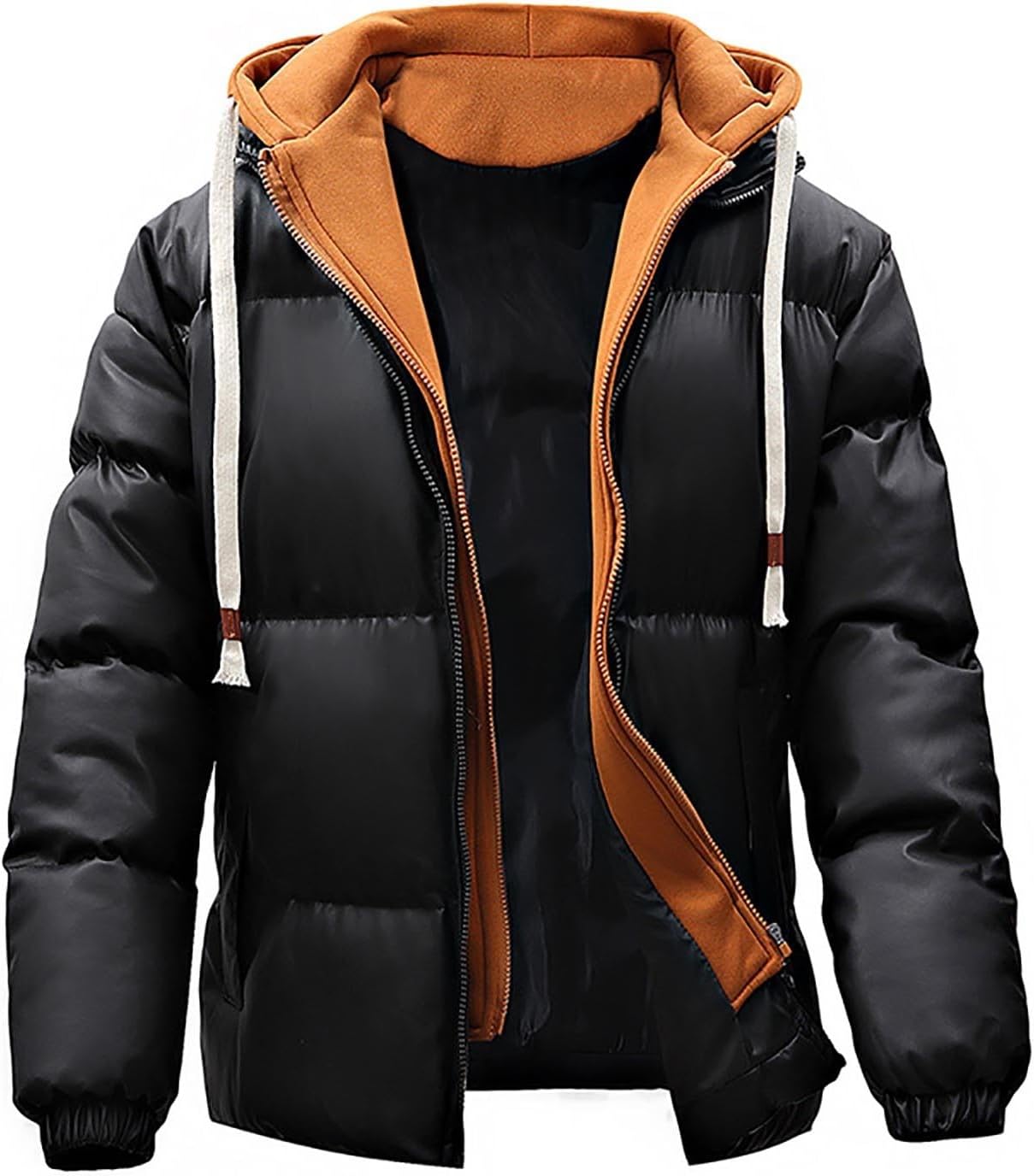 NATHGAM Men's Puffer Jacket Waterproof Thicken Thermal Winter Bubble Coats Slim Fit Windproof Ski Parka Jacket with Hood