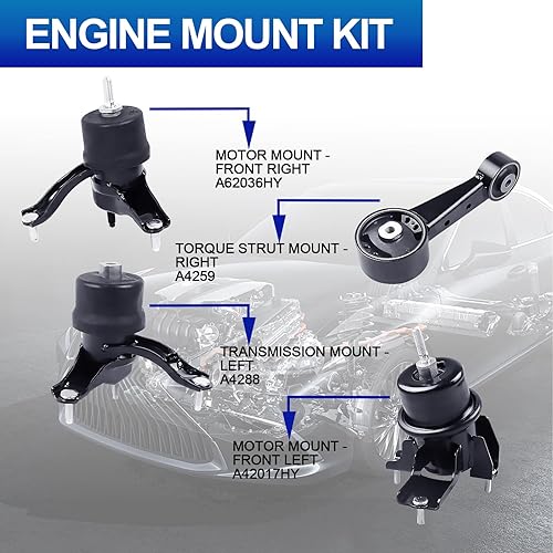 Miniatura 3 de Juego de soporte de motor de motor  Compatible con Toyota Camry 2.4L 2004-2006 Toyota Solara 2.4L, A4203 A4212 A4207 A4236 2004-2006