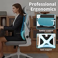 Vista 5 de Silla de oficina ergonómica – Silla de escritorio con reposacabezas ajustable soporte lumbar silla de computadora – Silla cómoda de malla