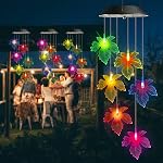 Toodour Chimes solaires, Chimes à vent changeants de couleur Feuille d'érable, LED Chimes de vent mobiles, Étanche extérieure Chime de vent lumières pour jardin, Patio, Fête, Fenêtre, Action de grâce