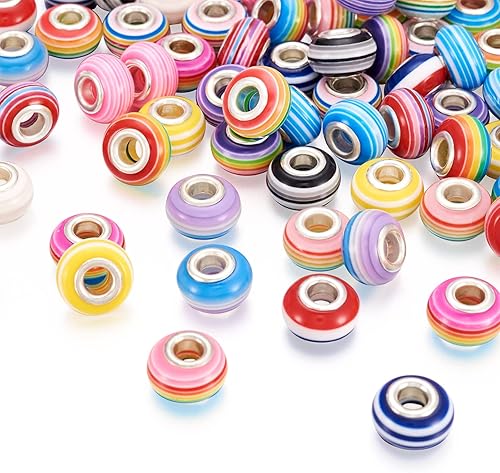 Miniatura 7 de Craftdady 50 cuentas europeas de estado de ánimo de cristal con sensor de temperatura que cambia de color, agujero grande, cuentas espaciadoras con