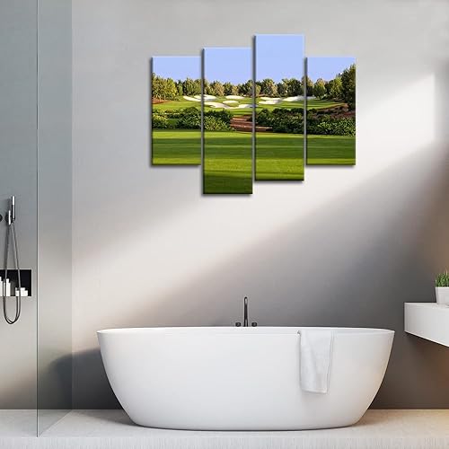 Miniatura 5 de So Crazy Art- Golf Wall Art Decor Green Trees and Lawn in Jumeirah Golf Estates Canvas Pictures Artwork 4 Panel Painting Prints for Home Living