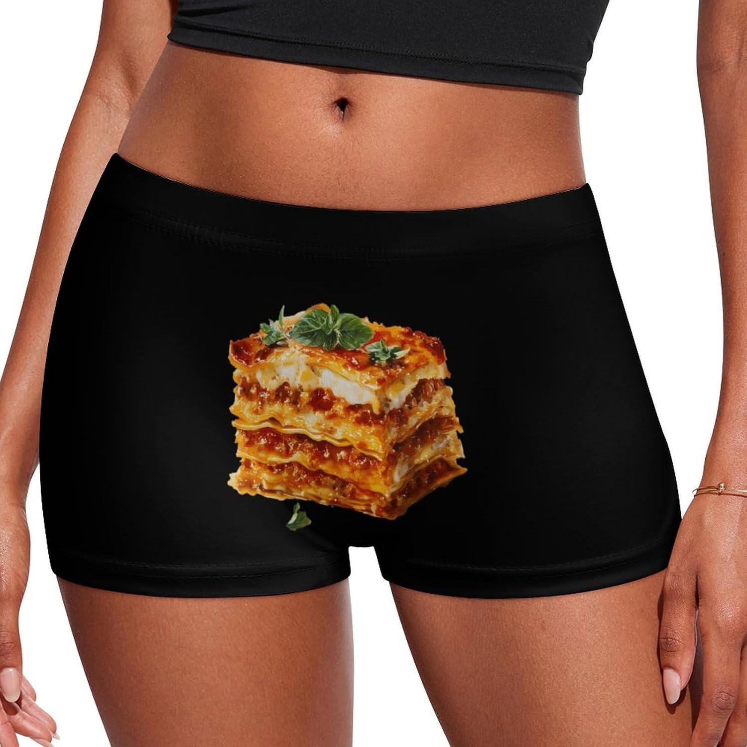 Watercolor Italian Lasagna Funny Women's Boxer Briefs Breathable Underpants Trunks Stretch Underwear