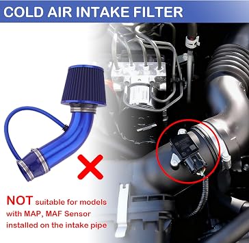 Universal Cold Air Intake Kit 3 76mm Cone Alumimum Air Filter Car Induction Kit for Cars Mods and Racing Performance Air Filter Enhancements,Air Purifier Filter for My Car (Blue)