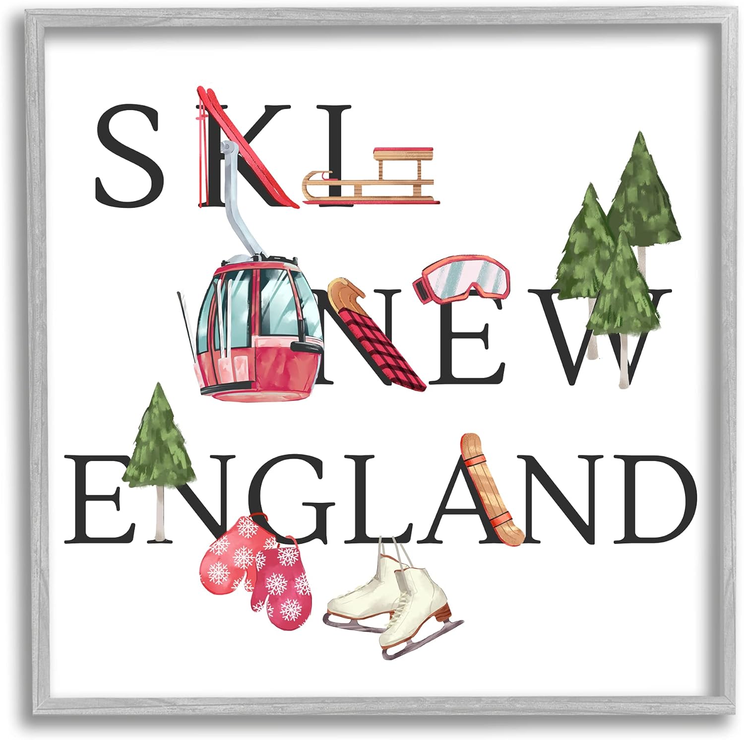 Stupell Industries New England Ski Winter Seasonal Mountain Sports