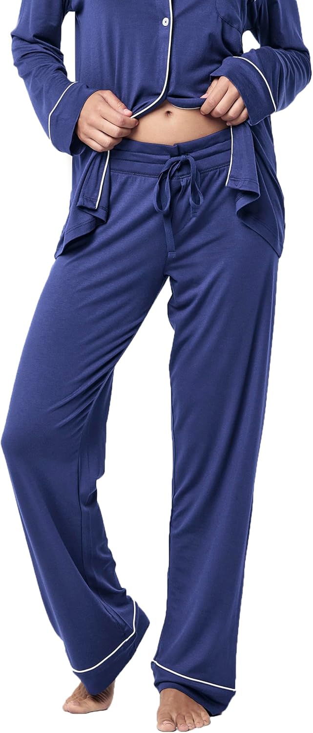 Papinelle Women’s Kate Modal Full Length PJ Set - TENCEL™ Modal by Lenzing™, Soft Breathable Button-Up Top & Drawstring Pants - Image 3