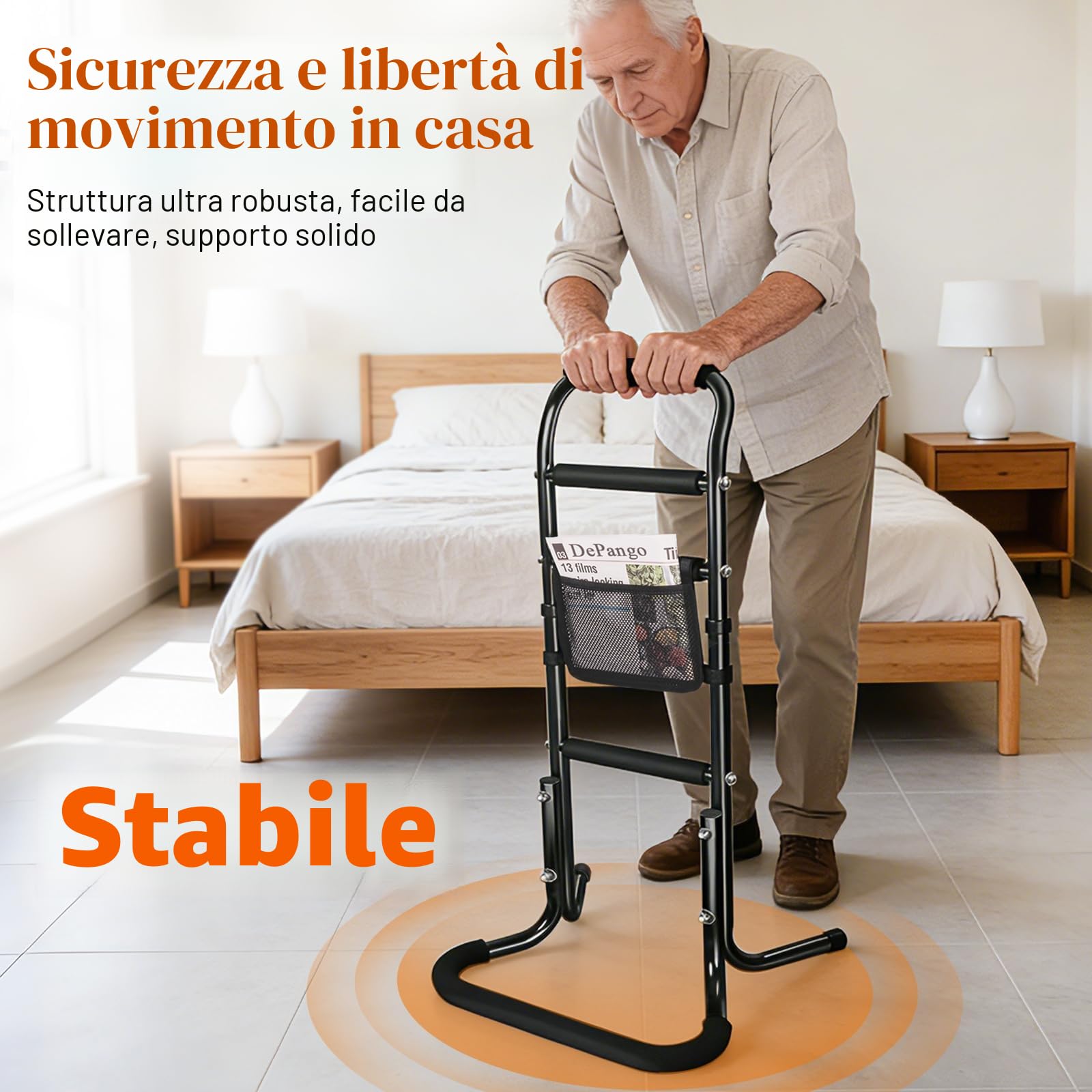 DePango Supporto per Anziani, Telaio di Supporto in Lega di Alluminio Regolabile in Altezza per Alzarsi dal Divano, Adatto per Anziani e Disabili