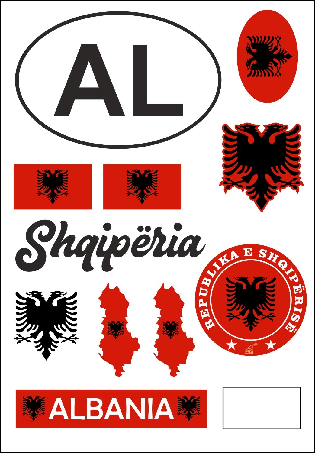 Daged Albania Sticker Card Sticker Sheet – Car Motorcycle Biker Flag AK