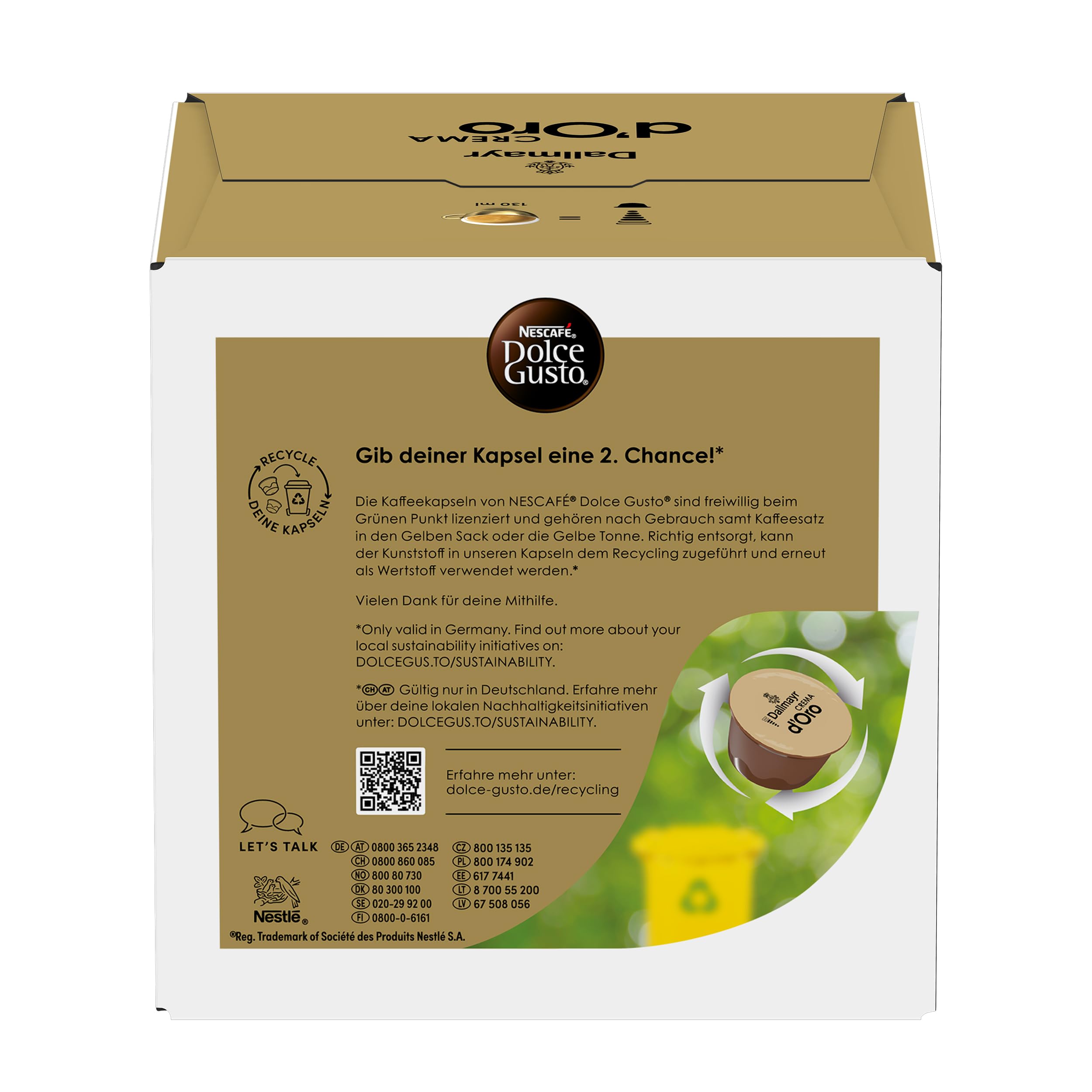 NESCAFÉ Dolce Gusto Dallmayr Crema d'Oro | 48 kapsułek do kawy | 100% ziaren arabskiej | delikatny krem i pełny aromat | szybkie przygotowanie | kapsułek z zamknięciem aromatyzującym | 3 sztuki (3 x 16 kapsułek)
