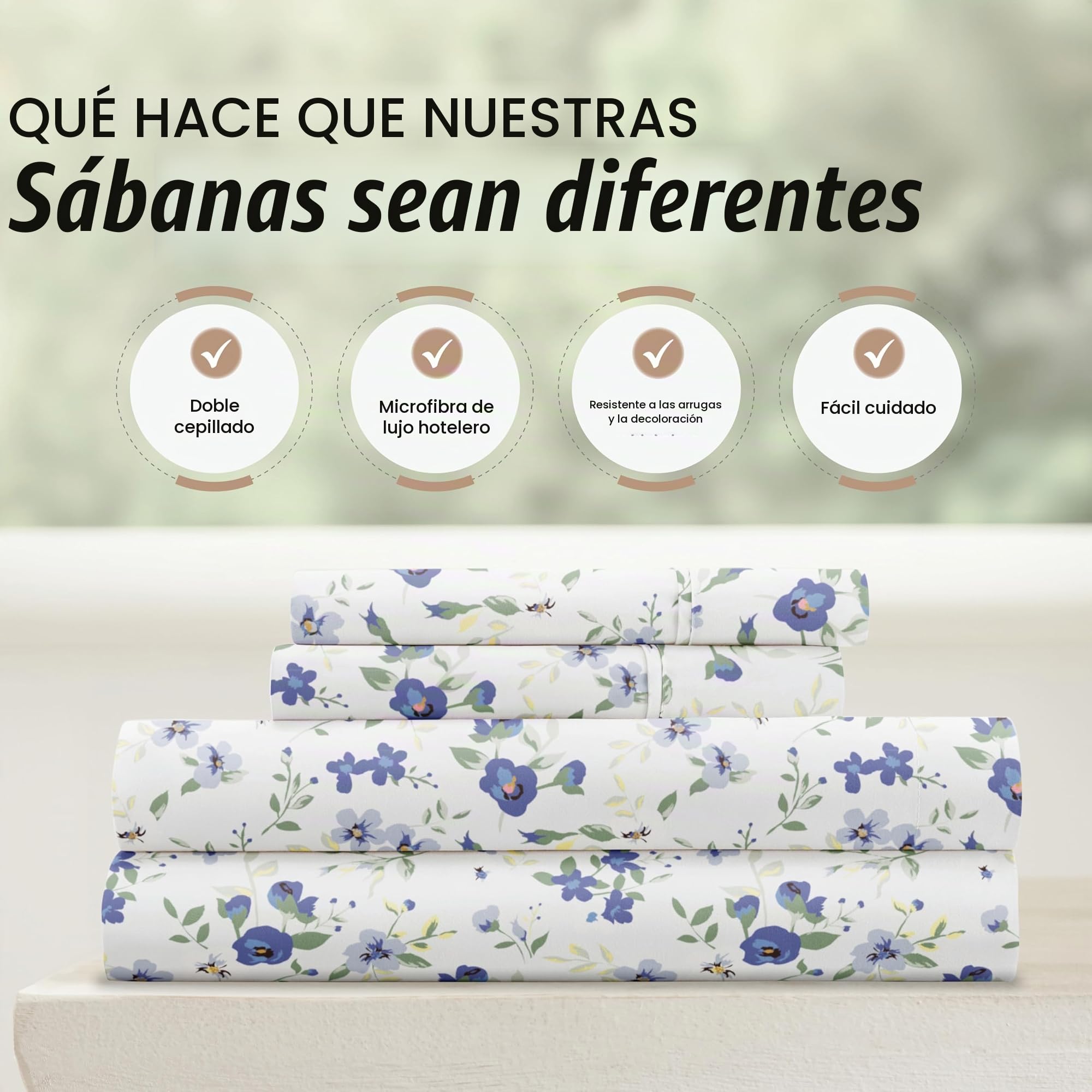 Linen Market Juego de sábanas tamaño Queen de 4 Piezas (Floral Azul Claro), Duerme Mejor Que Nunca con Estas sábanas ultrasuaves y refrescantes para tu Cama de tamaño Queen, Duerme Profundo para