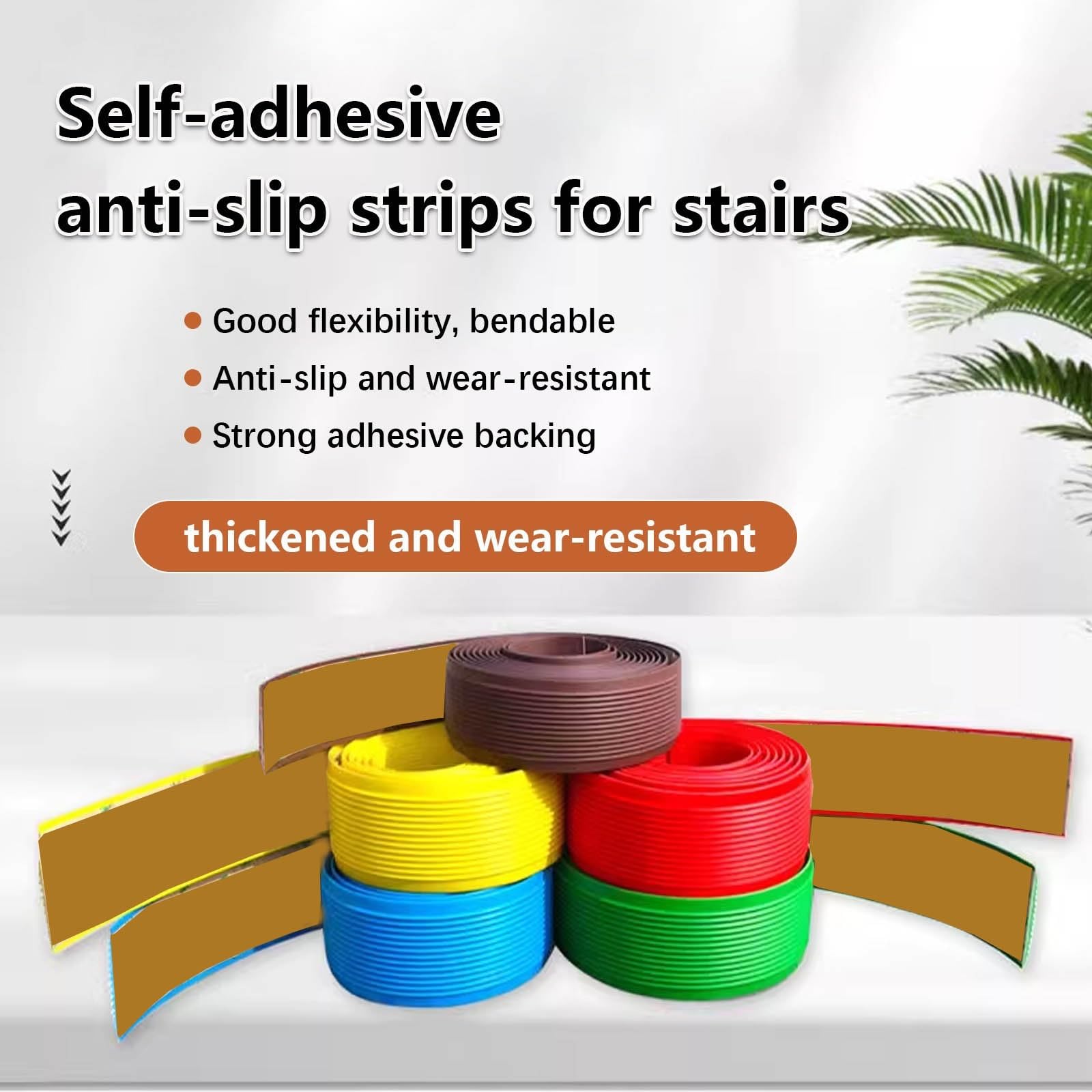 Tira De Vinilo Autoadhesiva Antideslizante Para Escalera, Borde De Escalón Antideslizante, Borde De Escalera De Goma De PVC, Para Peldaños De Interior Y Exterior, Esquina De Gomma Para Cantos(Orange,1
