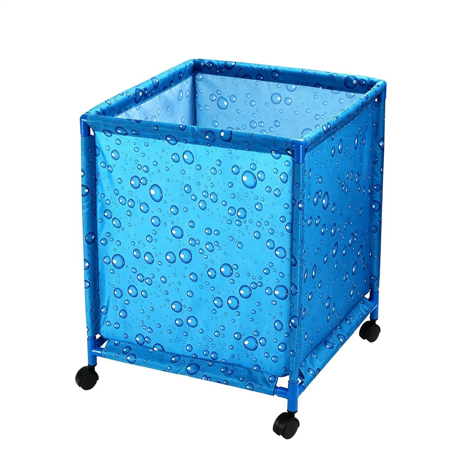 Organizer per giocattoli da piscina, 62 x 62 x 72 cm, per piscina all'aperto, in tessuto Oxford blu reale, organizer arrotolabile e pieghevole, cestino per accessori da nuoto, carrello portatile per