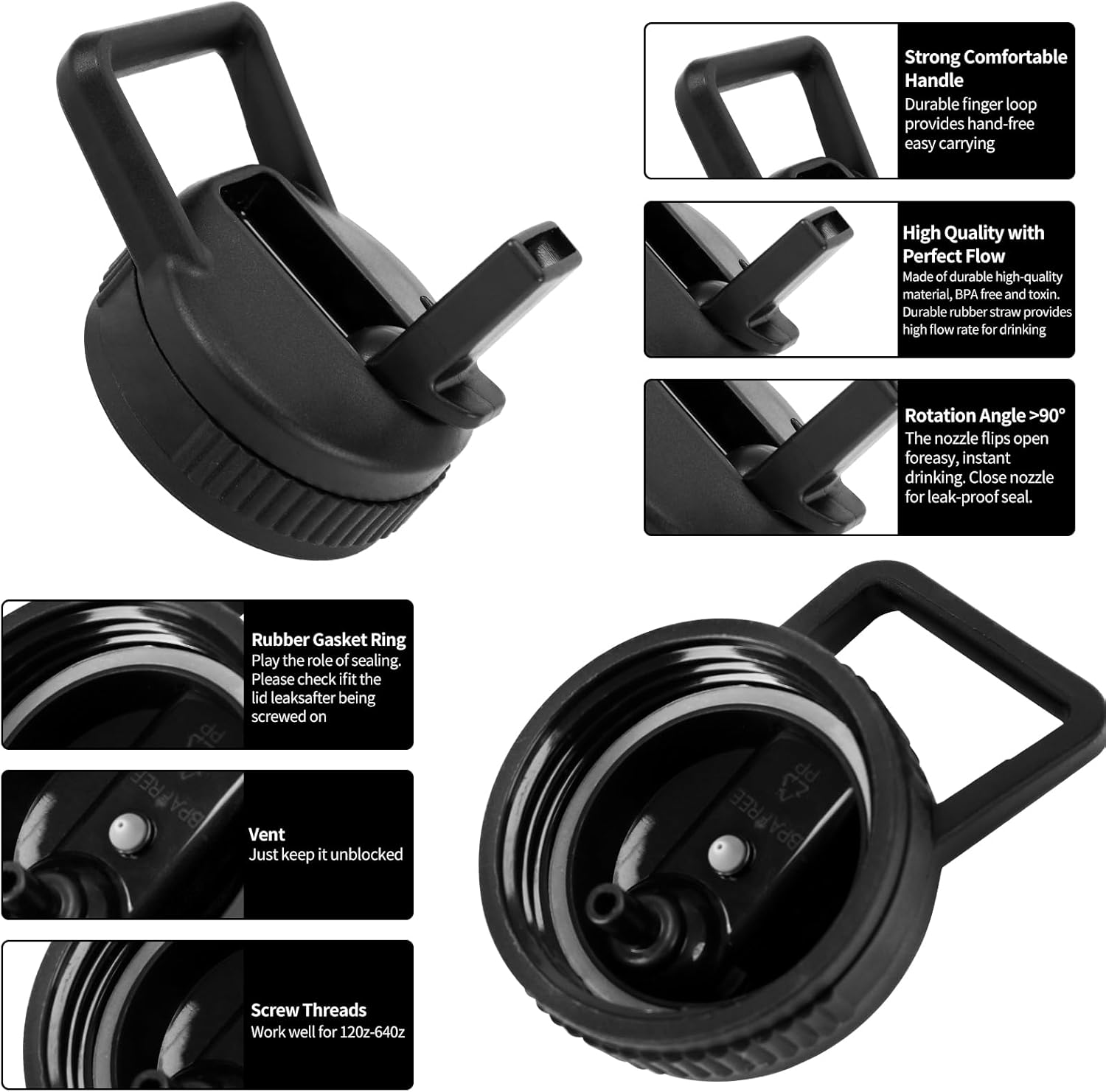 Straw Lid Compatible With Contigo 24 OZ 32 OZ, Replacement Lid Compatible With Contigo Water Bottle, Used In Ashland And Jackson And Cortland Series And 2.0 Series - Image 2