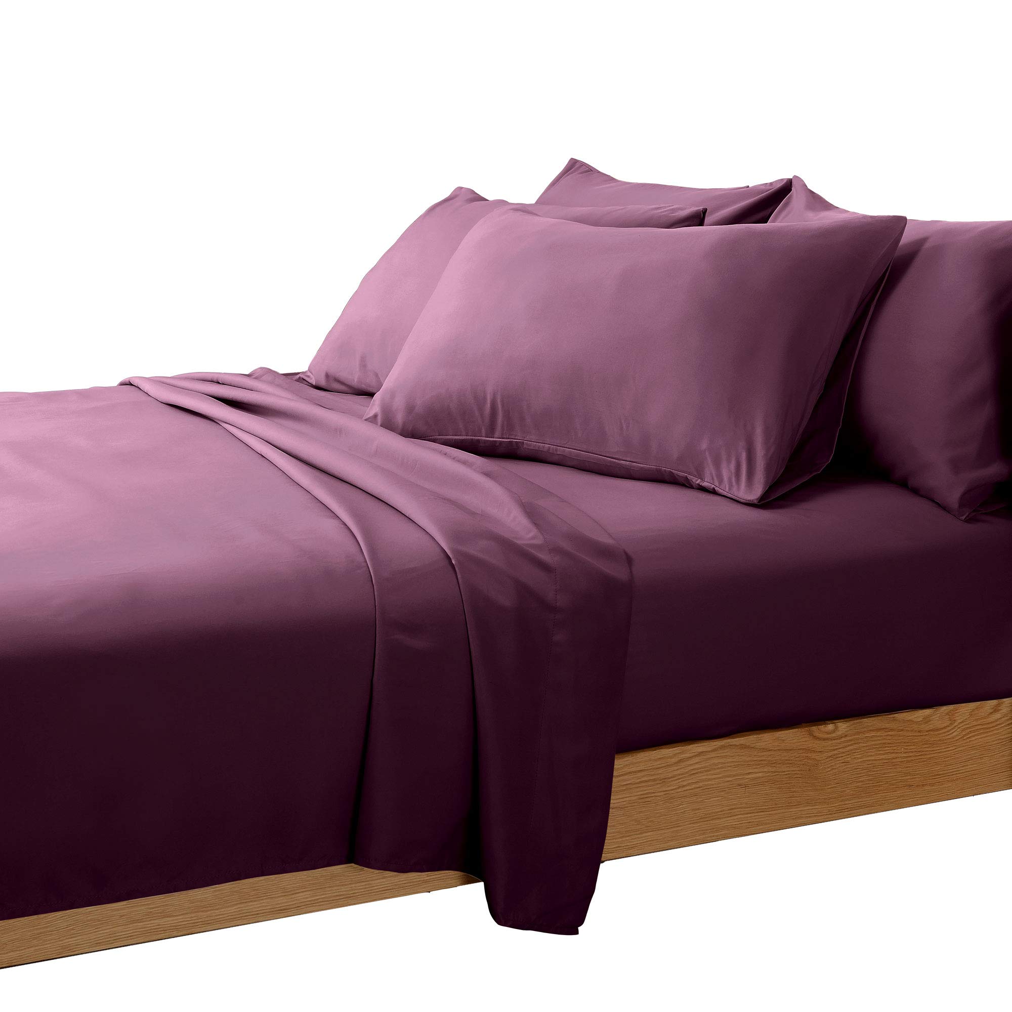 Cheer Collection 4 Piece Soft Twin XL Bed Sheet Set, Hypoallergenic, 1800 Series Hotel Luxury Fitted and Flat Sheets Set with Extra Pillowcases, Purple Eggplant