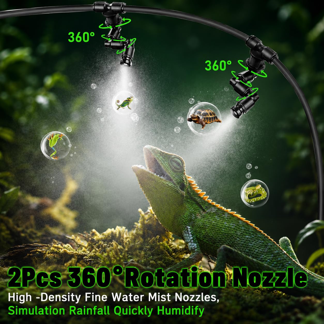 Reptile Mister Automatic Misting System, Reptile Humidifiers with Smart Timing Controller, Terrariums Humidifier with 360°Adjustable Misting Nozzles, Rainforest Ecosystem Sprayer — Amazon image 4