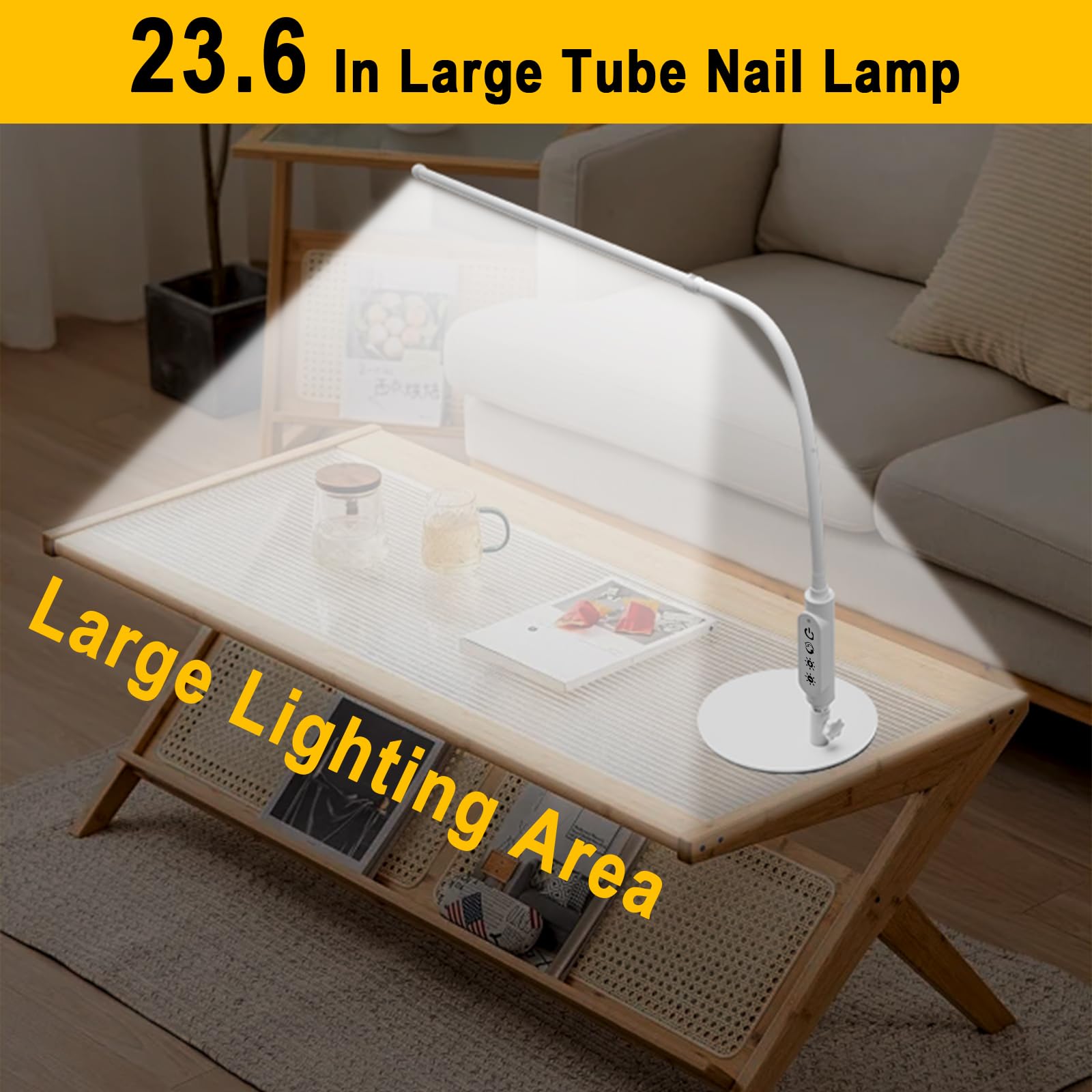 CGBE 60cm Lampada da Tavolo per Unghie: 360° Flessibile Lampada da Scrivania per Unghie per Onicotecnico - Tocca Controllo - Dimmerabile Luce Scrivania LED per Manicure Lettura Studio Lavoro