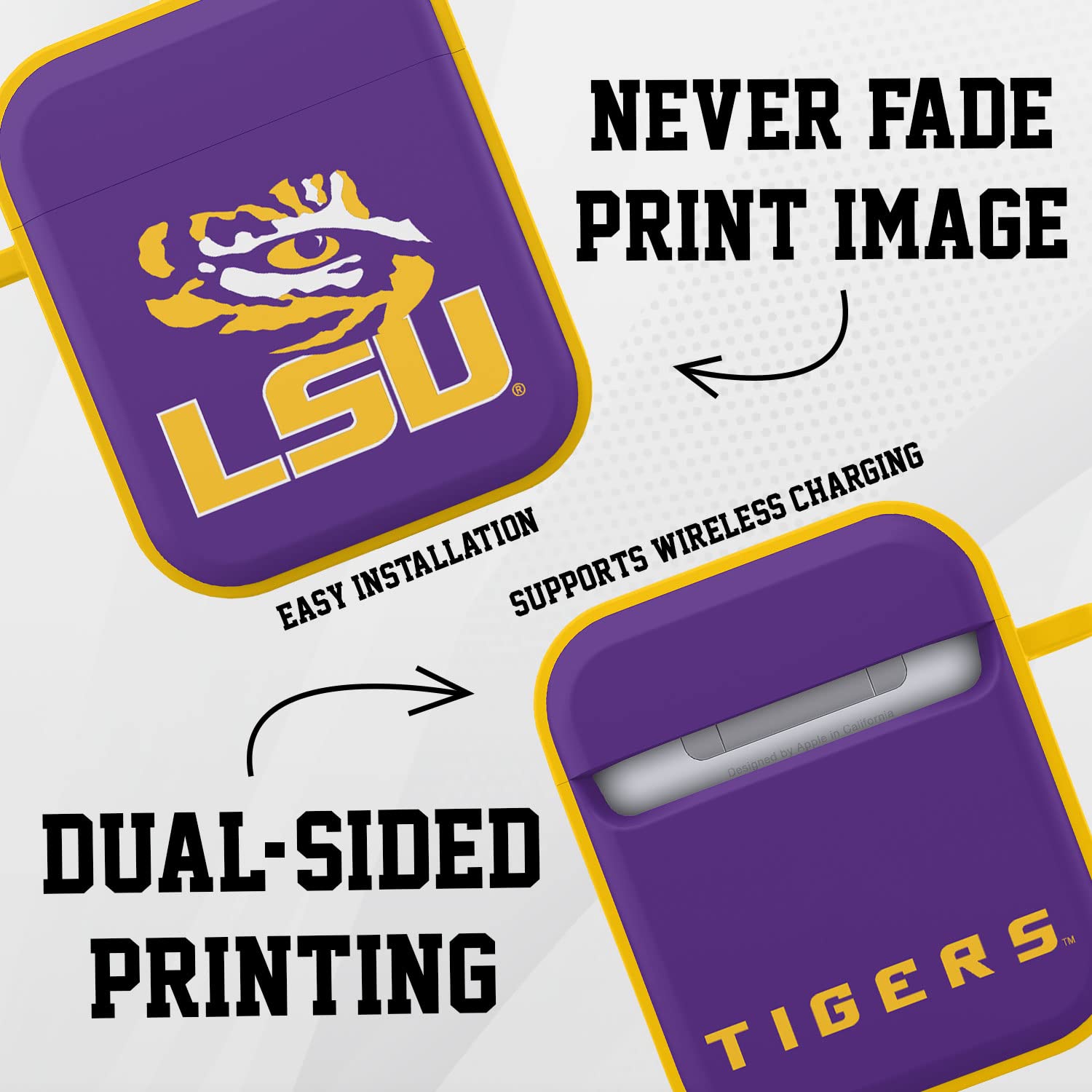 AFFINITY BANDS LSU Tigers HDX Case Cover Compatible with Apple AirPods Gen 1 & 2 (Classic)
