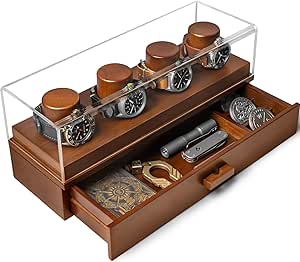 Elevate Your Watch Collection with The Watch Deck – Premium Watch Display Case for 4 Watches – Unique Birthday Day Gift for Men – Wooden Mens Watch Box &amp; Watch Case – Lifetime Assurance Included