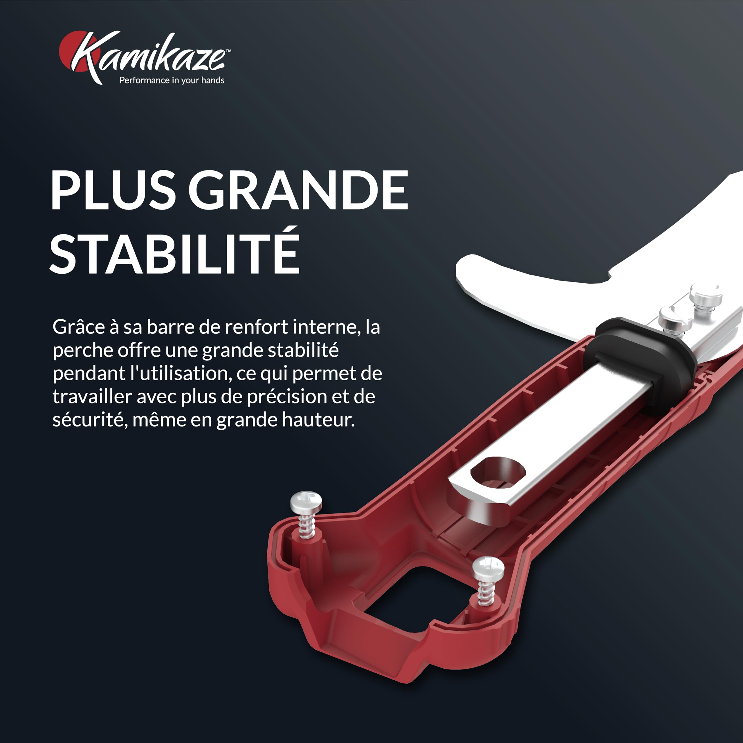 KAMIKAZE Scie Multi-Outil MT360BH Coupe Japonaise, Compatible Perche Télescopique, Utilisation Manuelle ou en Hauteur, Lame avec Double Crochet pour Élagage et Coupe de Branches