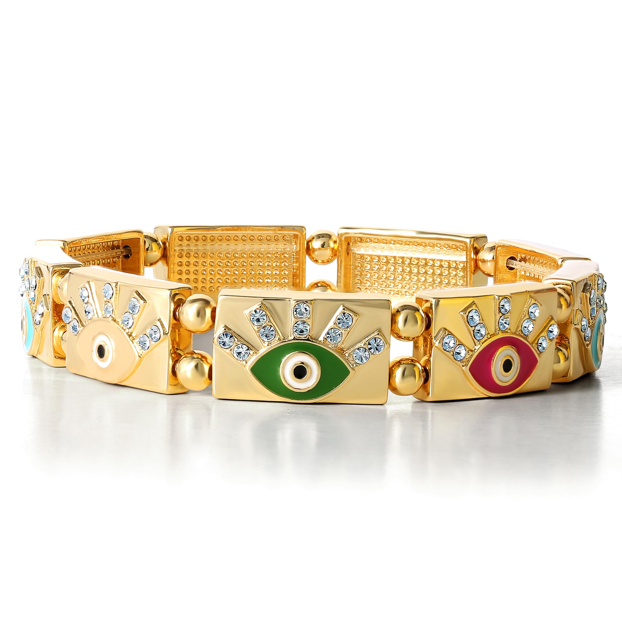 Jessica Simpson Womens Evil Eye Stretch Bracelet - Gold-Tone Evil Eye Bracelet