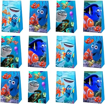 12Pcs Finding Nemo Party Gift Bags Goodie Bags for Kids Birthday Decorations Party Supplies