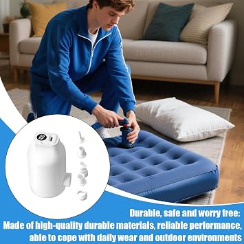 Air Pump for Inflatables with 5 Nozzles Digital Display 4500Pa | Mini Electric Inflatable Pump for Sleeping Bag Pool Floats Swim Rings Balloons Vacuum Bags Travel Home Camping
