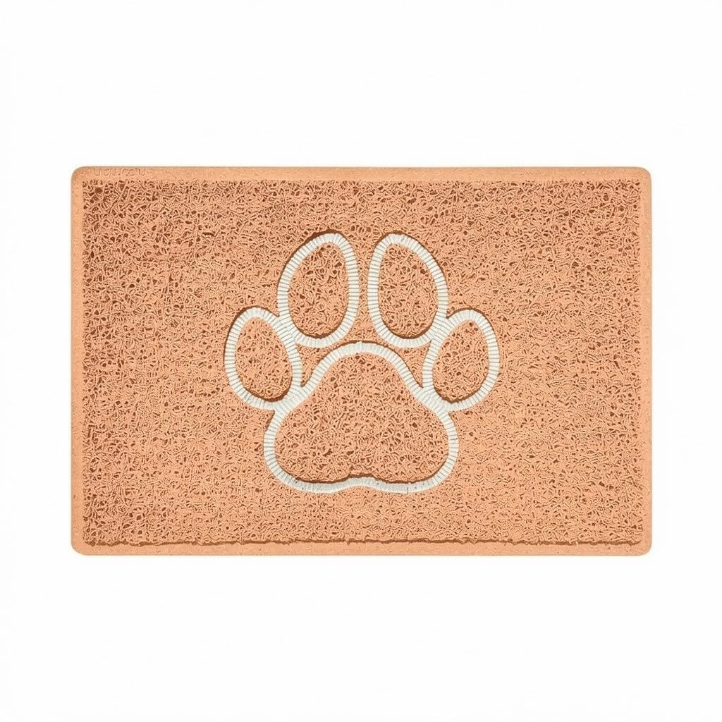 Rackhams Beige "Paw Print" Embossed Loofah Textured Spaghetti Door Mat - 60Cm X 40Cm - Yes (Suitable For Indoors)
