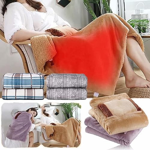 Manta térmica portátil para invierno manta térmica eléctrica de franela suave manta lavable a máquina para el hogar viajes oficina A morado