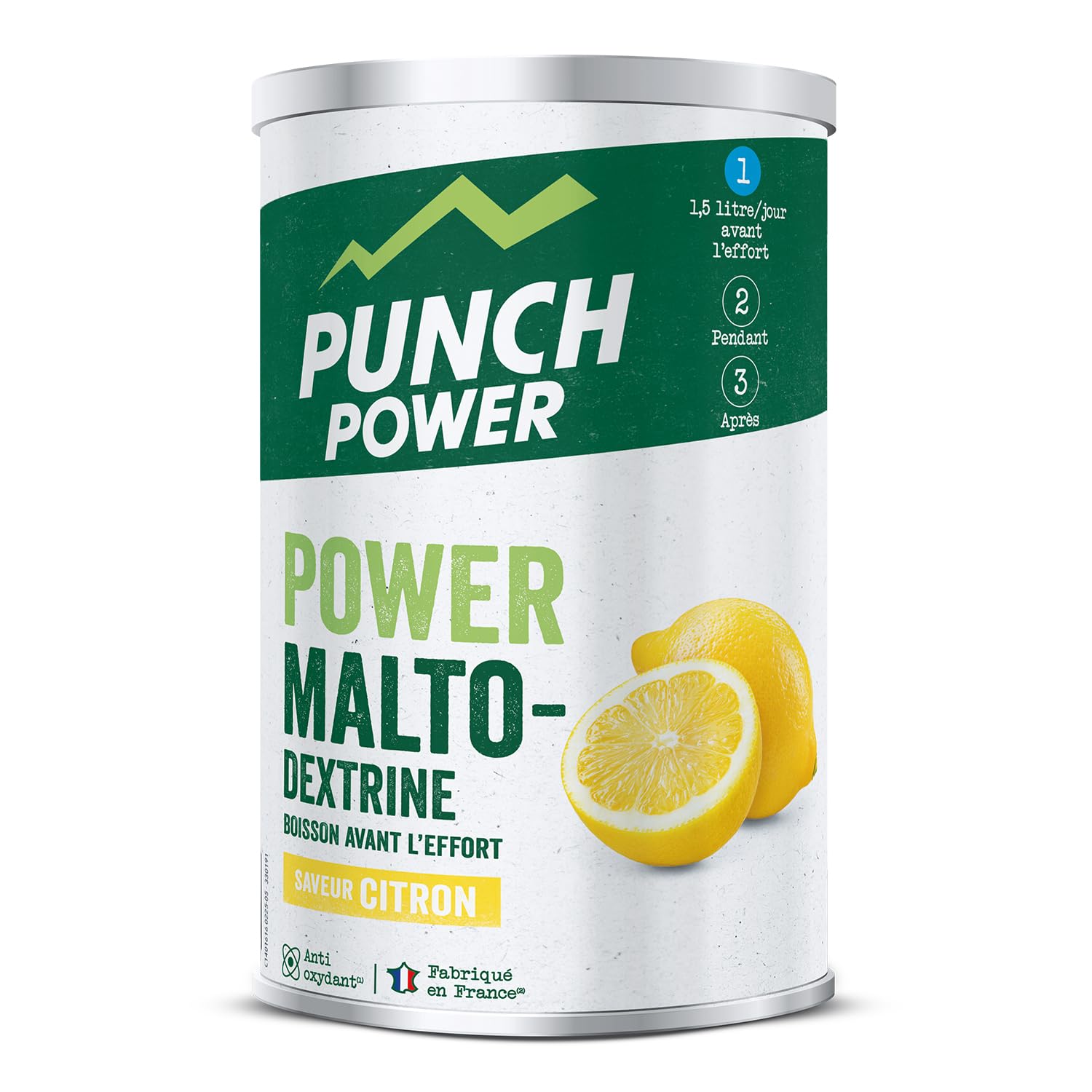 PUNCH POWER - BioMaltoDextrine - Citron - Pot 500 g - Biomaltodextrine - Boisson avant l'effort - Recharge Glucidique - Antioxydant - Bio - Sans Gluten - Marque Française