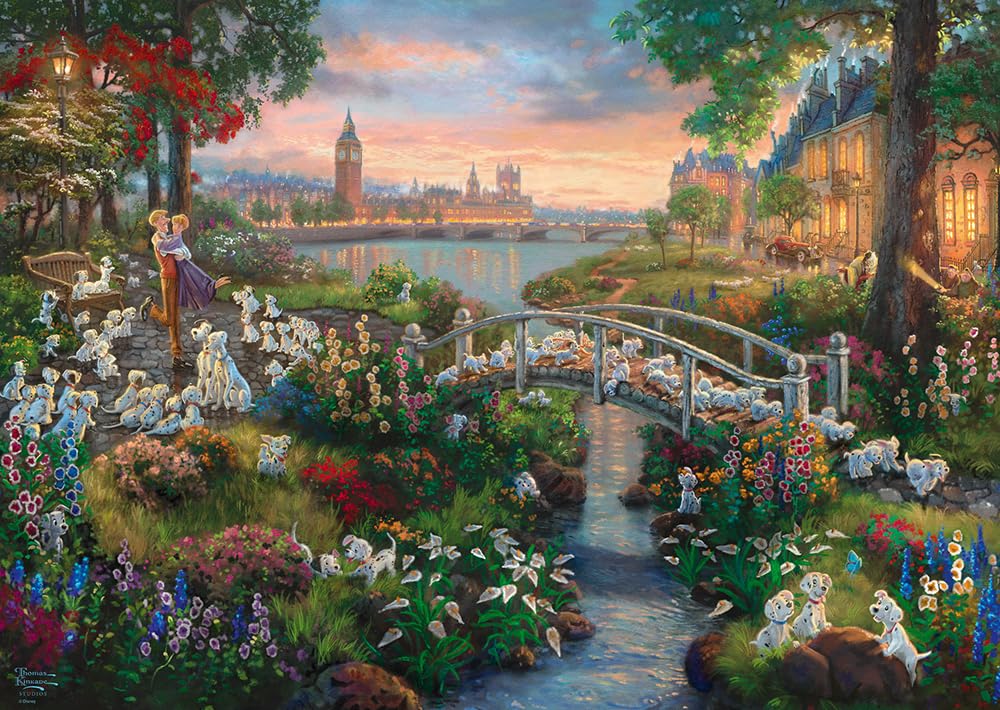 59489 Thomas Kinkade: Disney 101 Dalmations Jigsaw Puzzle (1000pc), Colourful
