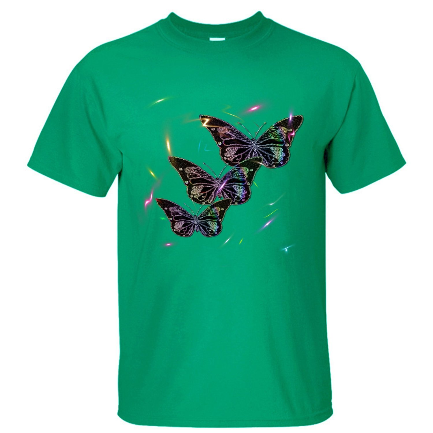 Png Neon Butterfly Clip Art With Fantasy Glow Men Casual T Shirt green M