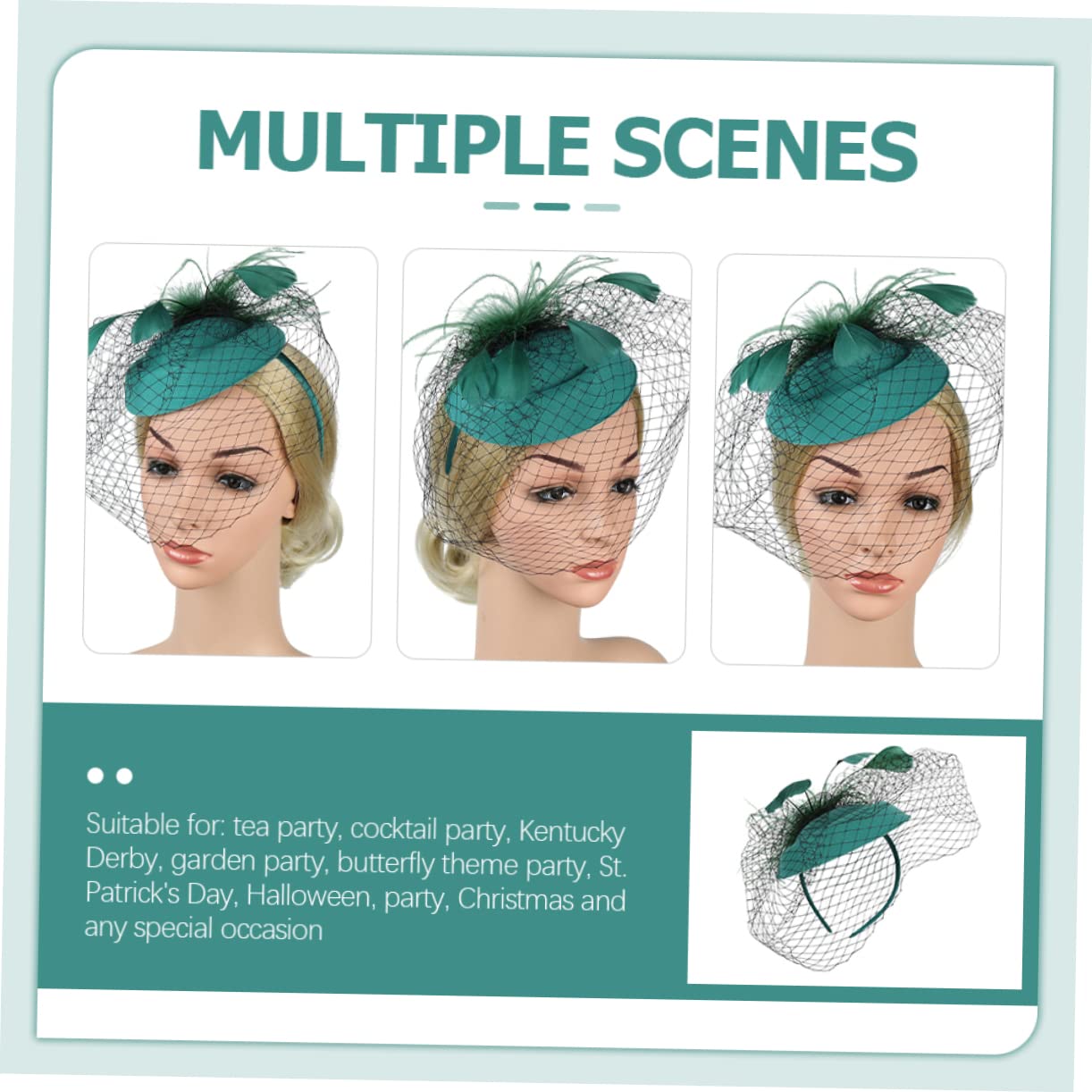 3pezzi Fascinator Elegante per Donne con e Piume Accessorio di Stile Retro per Cerimonie Matrimoni e Tea Party