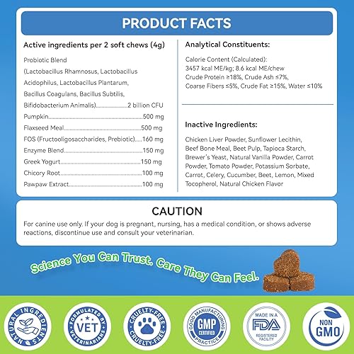 Miniatura 9 de 200 PCS Probióticos para Perros - Masticables Probióticos para Perros para la Salud Intestinal, Apoyo Digestivo y Alivio de Picazón en la Piel,