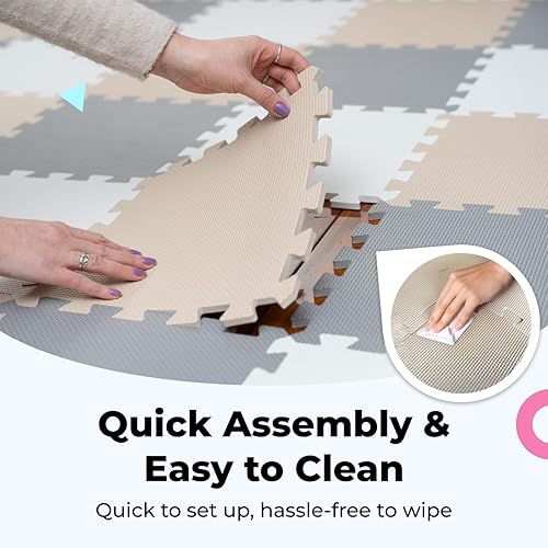 Vista 117 de MioTetto Alfombra de juegos para bebés de espuma suave no tóxica, tapete de juegos para niños y niñas, alfombrilla con rompecabezas de 36/16 piezas