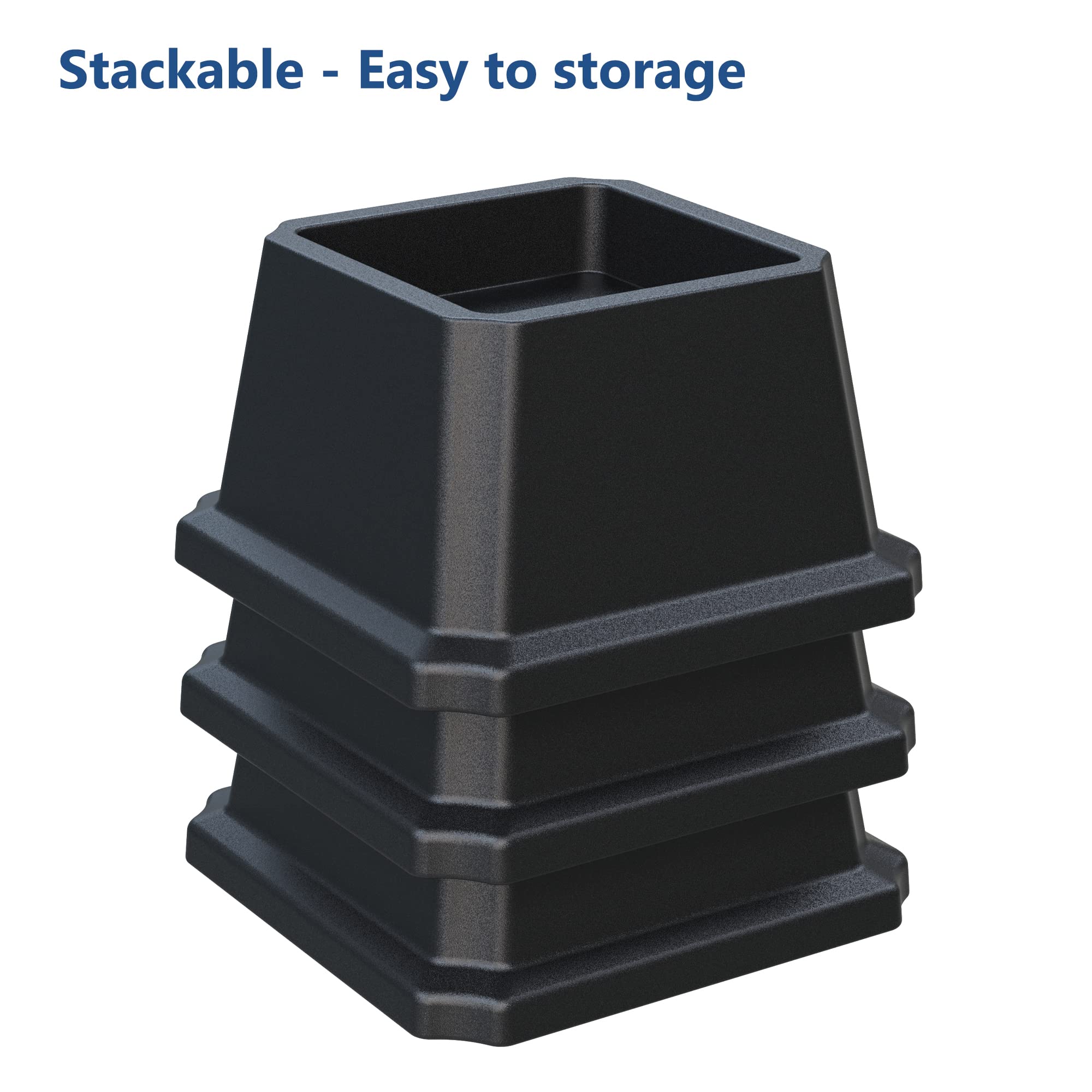 Elevadores de cama de 2 pulgadas resistentes, elevadores de muebles para marco de cama, sofá, escritorio, silla, levanta hasta 1.5 libras, juego de 8, negro