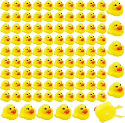 Patos de goma, 100 unidades, mini patos chirriantes para baby shower, diversión en el baño, patito de automóvil, recuerdos de fiesta de cumpleaños
