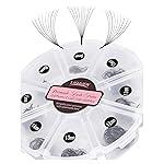 LASHVIEW 600 Premade Volume Eyelash Extensions Mixed Tray Fans C Curl Pointed Handmade Loose Fans Thin Base (10D-0.07C,8-15mm)