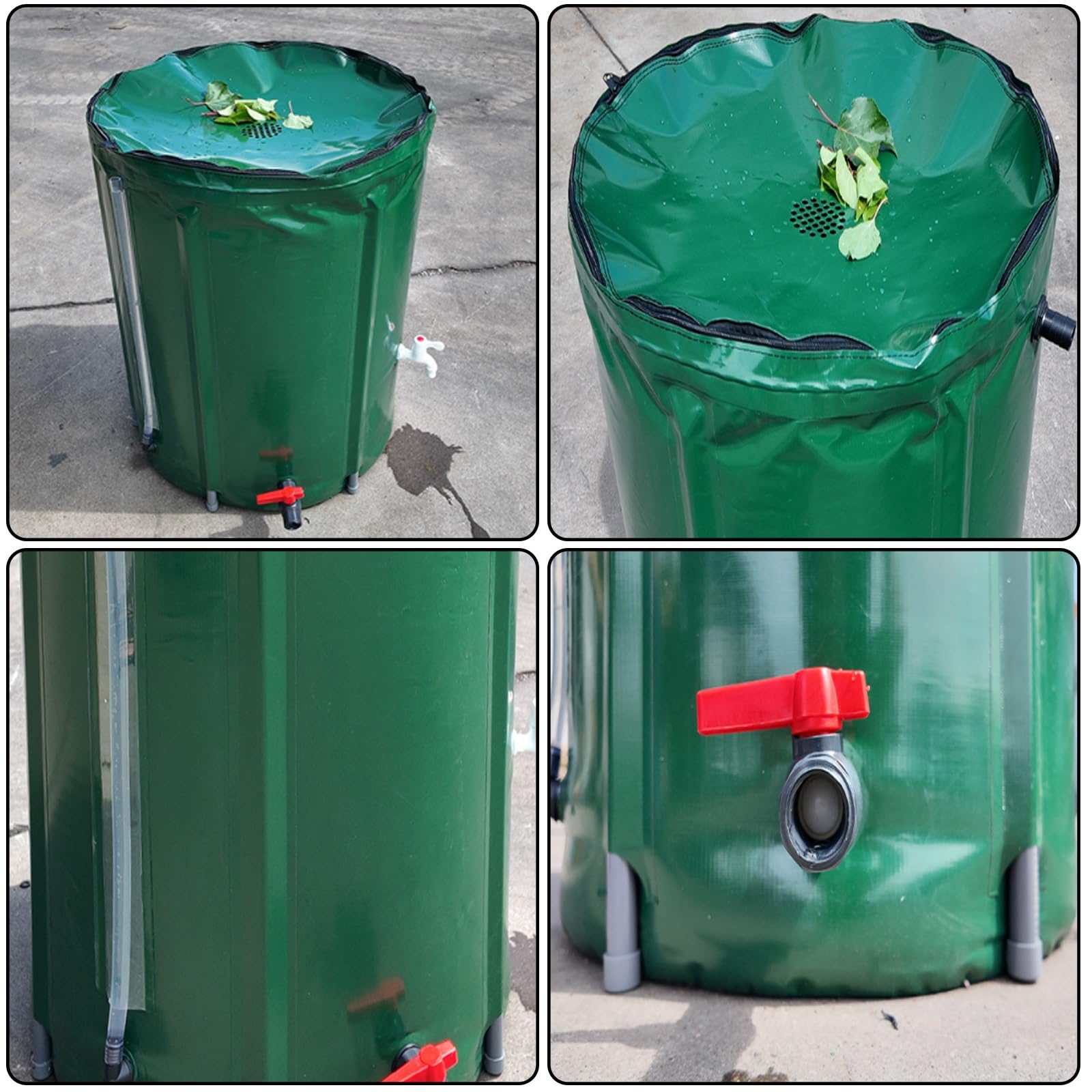 Sistema de recolección de agua de lluvia de 1000 litros con depósito de agua conectado con grifo de filtro para jardín y patio, diseño negro
