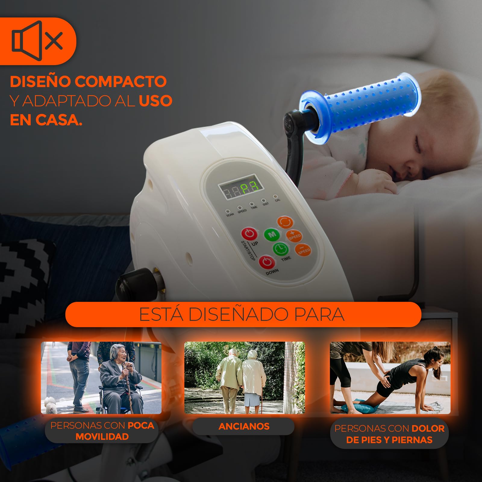 Pedaleador de Brazos y Piernas Eléctrico, Mini Bike Dual, 12 Niveles de Velocidad, 12 Programas, Pedales Bidireccionales, Pedaleador Eléctrico, Gimnasia Pasiva, Pedales Estáticos
