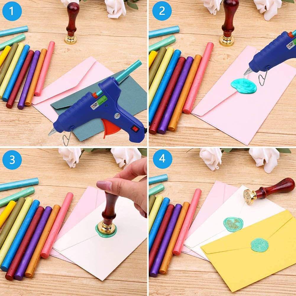 12 Pieces Glue Gun Sealing Wax Sticks for Wax Seal Stamp, PORXFLY Seal Wax Sticks Great for Cards Envelopes, Gift Wrapping,Wedding Invitations (Matcha Green)