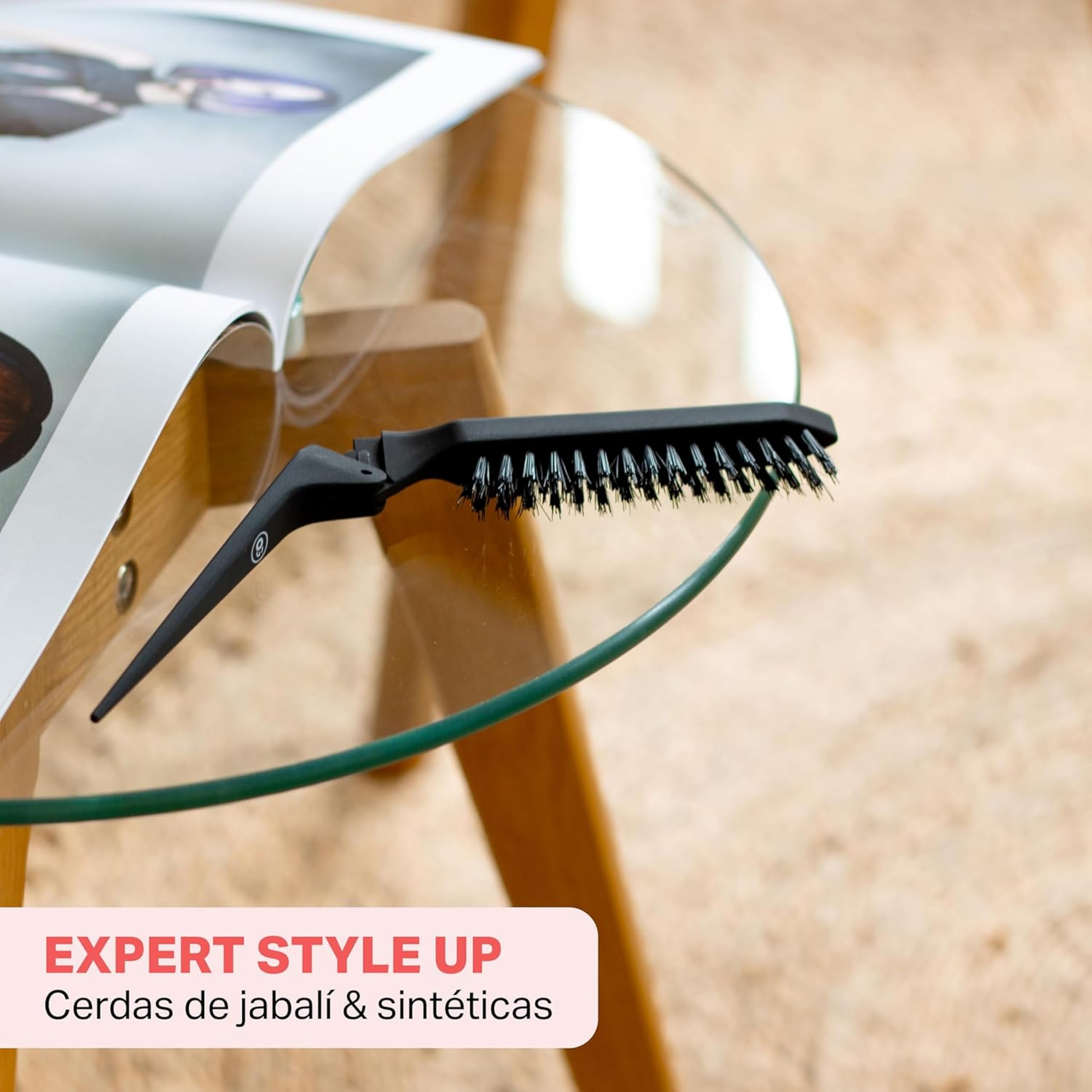 Olivia Garden Expert Style Up Brush con cerdas de jabalí y sintéticas - Negro mate - Para peinados, peinados y volumen creativos, mejora el brillo y reduce la rotura