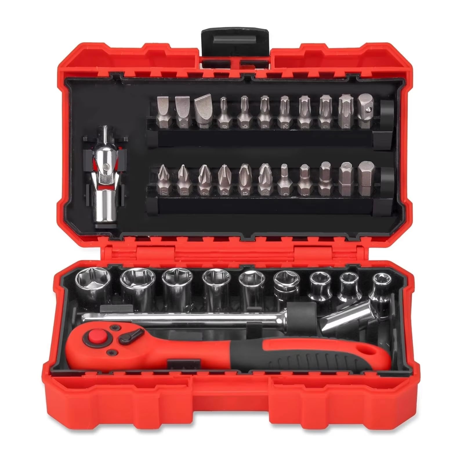 Maletín herramientas multiusos Juego De Llaves De 35 Piezas De 1/4 Pulgadas Para Mini Trinquete Herramienta Reparación Automóviles Llaves Herramientas De Mano