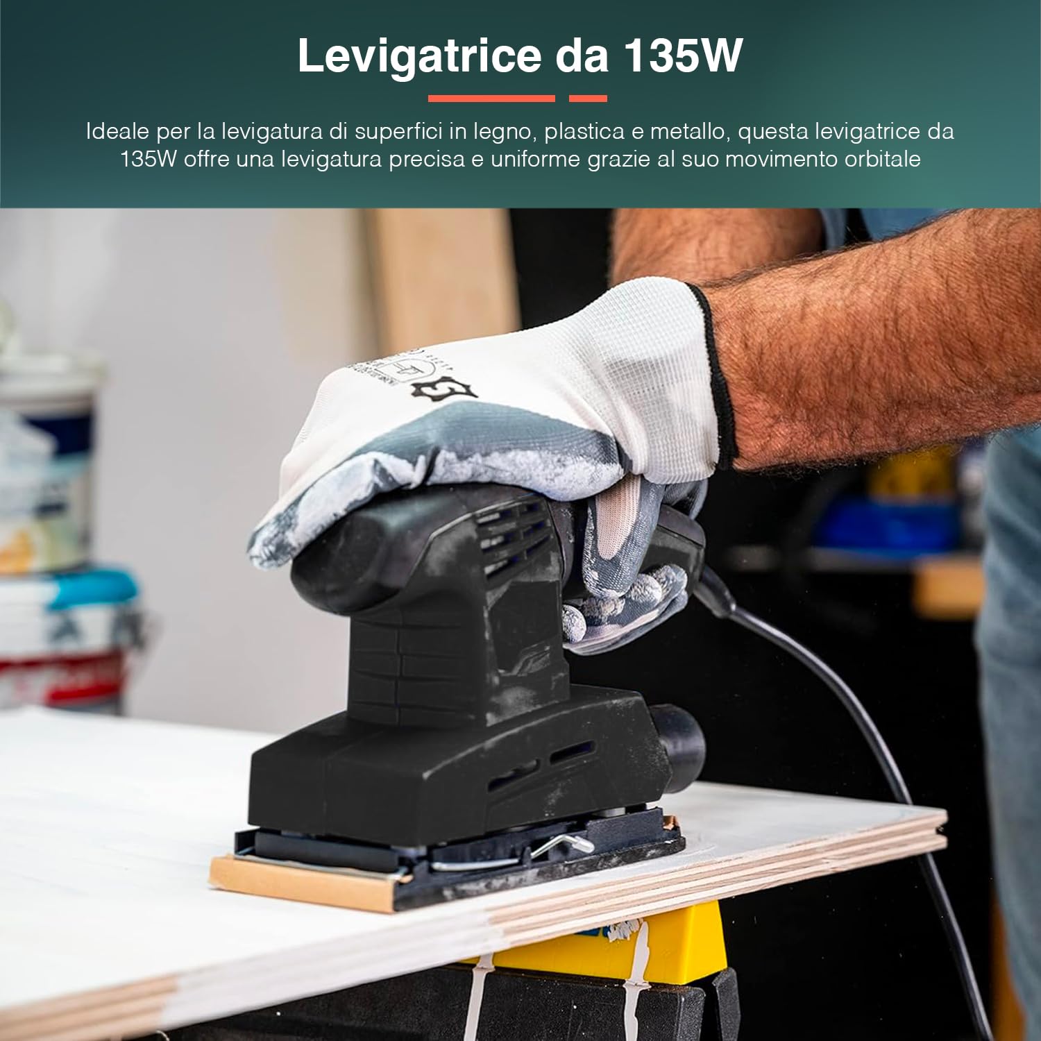 Kit Trapano Avvitatore 500W, Smerigliatrice 500W e Levigatrice 135W - Set Elettroutensili Completo con Valigetta e 50 Accessori per Lavori Fai da Te e Bricolage