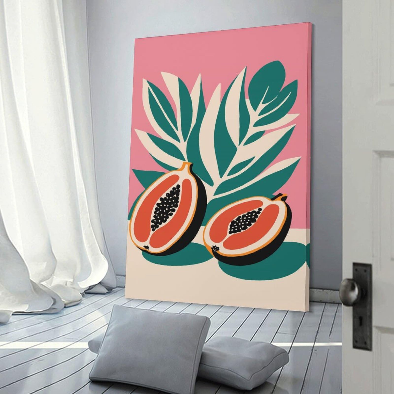 Junmoney Decorative Canvas Print Retro Tropical Fruit, 20x30inch(50x75cm), for Office, Study Or Home Workspace, Decorative Artwork for Productive Spaces