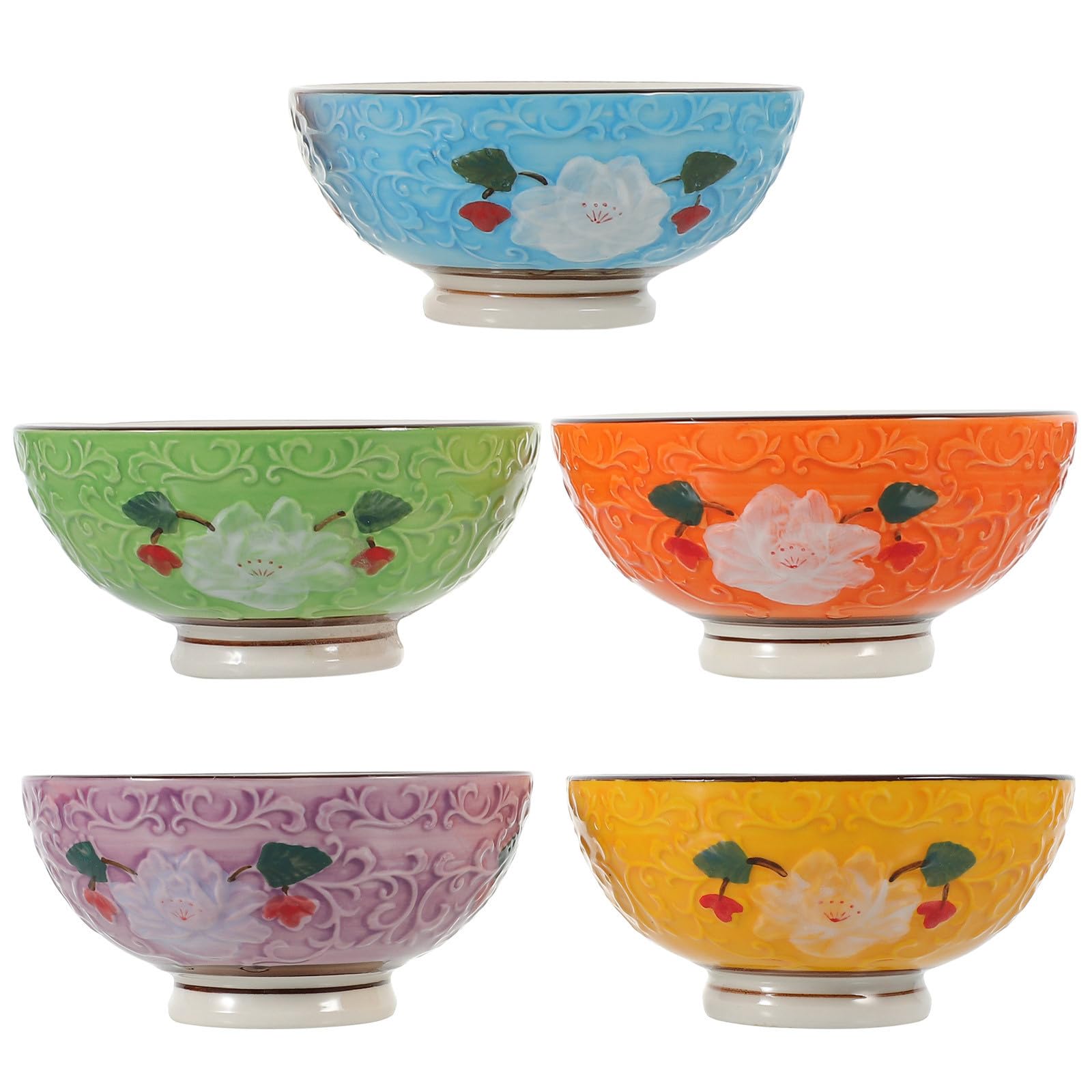 Alipis 5 Pièces Ensemble de Bols à Riz en Céramique Multi-usages Surface Lisse et Design Poli pour Repas Maison ou Sorties, Fabrication Soignée et Forme Simple