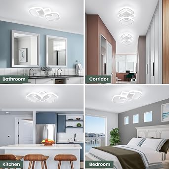 EIDISUNY Modern Ceiling Lights LED 30W White Elegant Square Lamp LED Ceiling Lights Fixture for Indoor Home Hallway Office Kitchen Living Room Bedroom Dining Room - 30W Cool White Light 6000K [Energy Class E]
