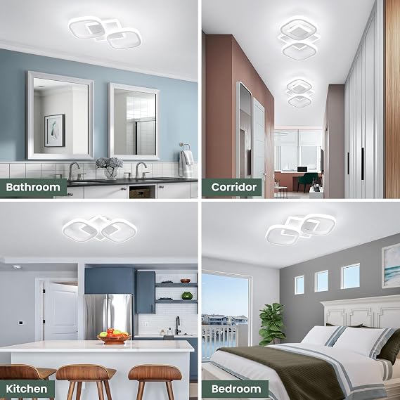 EIDISUNY Modern Ceiling Lights LED 30W White Elegant Square Lamp LED Ceiling Lights Fixture for Indoor Home Hallway Office Kitchen Living Room Bedroom Dining Room - 30W Cool White Light 6000K [Energy Class E]